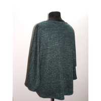 Błyszczący zielony sweter w stylu OVERSIZE ze srebrną niteczką